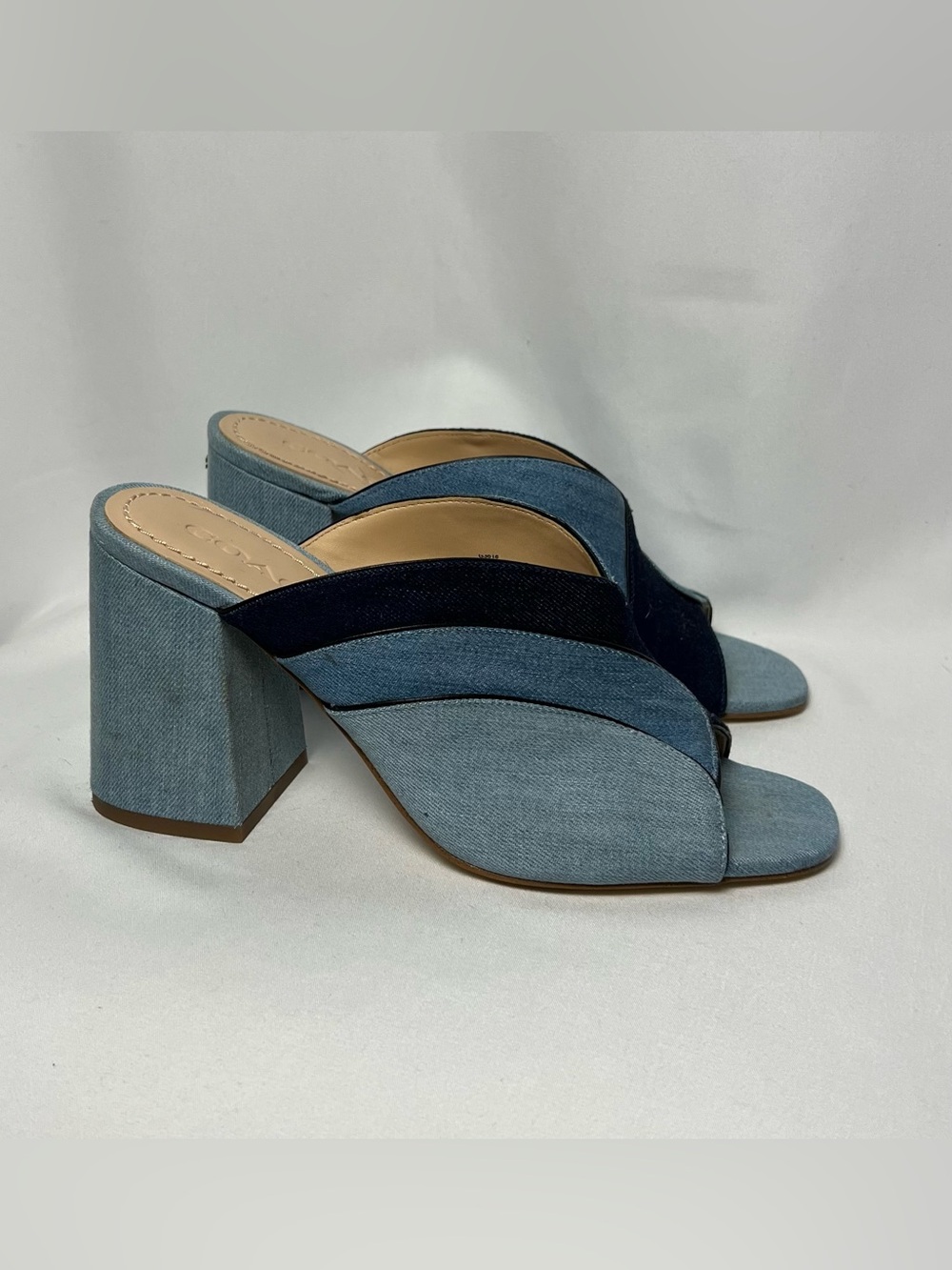 Coach Denim Layered Blue Block Heel Mules 9 US - Picture 2 of 10